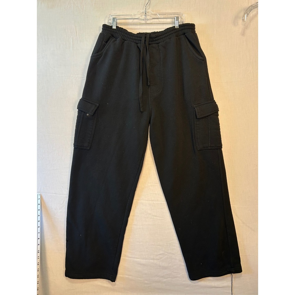 Pro Edge Mens 3XL Black Fleece Cargo Sweatpants Relaxed Fit Joggers 2752